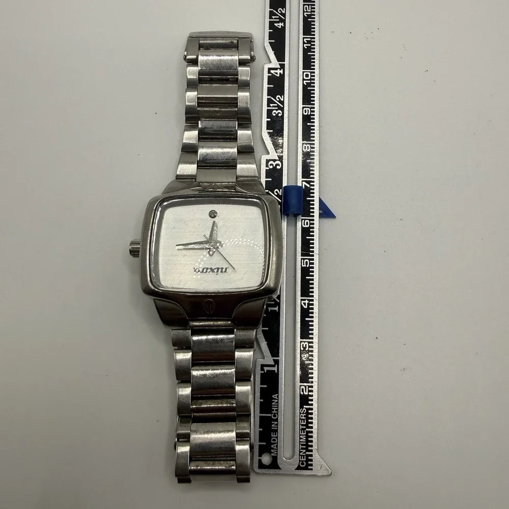 Nixon Small Player VIP Pass Stainless Steel Square Women Watch Silver Dial‎
